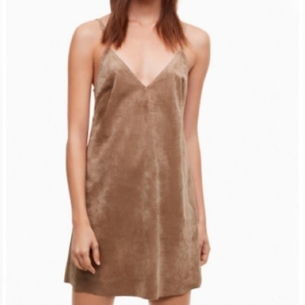 Wilfred Vivienne Camel Faux Suede Mini Dress